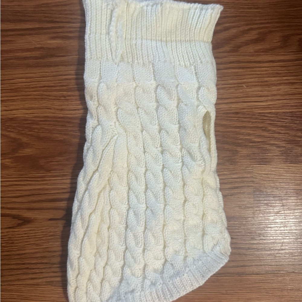 Temu Cream Cable Knit Dog Sweater